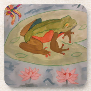 Summer Frog Pond Hard Plastic Coaster
