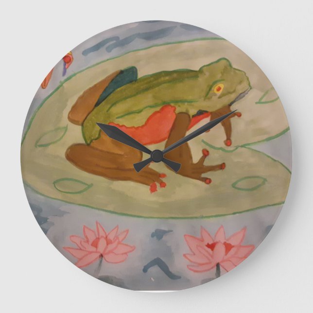 Summer Frog Pond Large Clock (Front)
