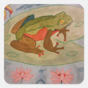 Summer Frog Pond Square Sticker