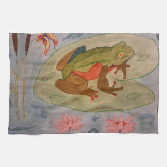 Summer Frog Pond Tea Towel (Horizontal)