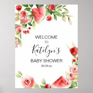 Summer Fruit and Greenery Baby Shower Welcome Sign