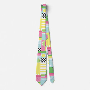 Summer fruit design, colourful mosaic tie