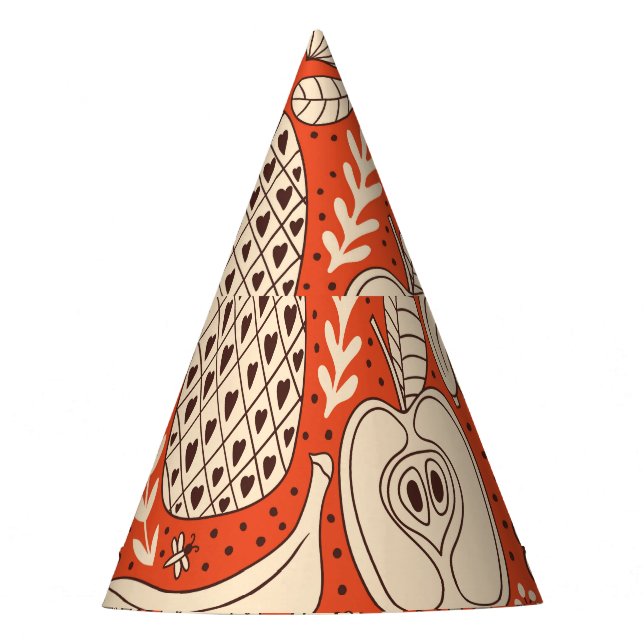 Summer Fruit Doodle Vintage Party Hat (Front)