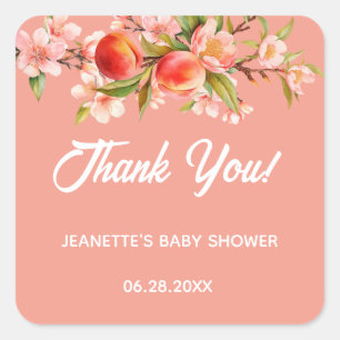 Summer Fruit Floral Baby Shower Square Sticker