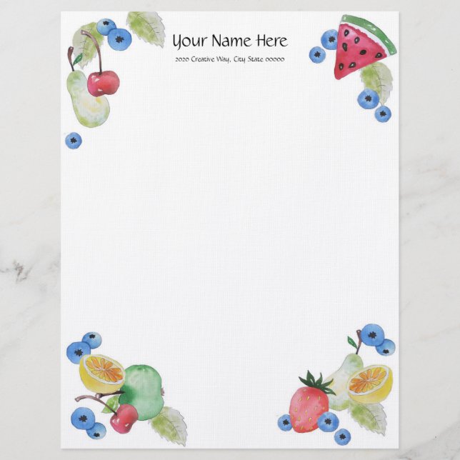 Summer Fruit Linen Letterhead (Front)