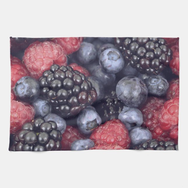 Summer Fruit Mixed Berries Close Up Photo Tea Towel (Horizontal)