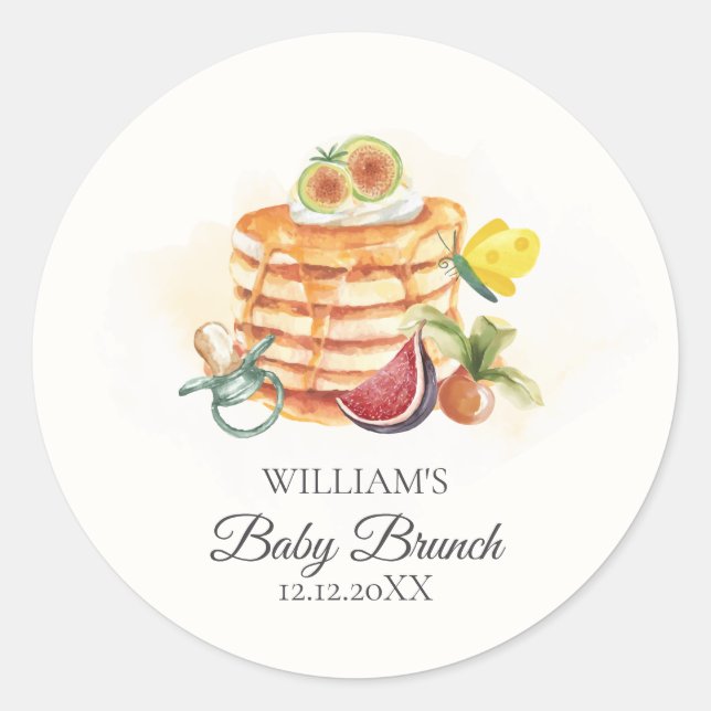 Summer Fruit Pancake Pacifier Brunch Baby Shower  Classic Round Sticker (Front)