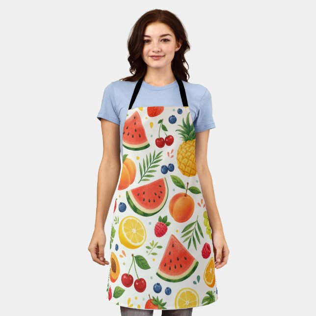 Summer Fruit Pattern Fabric | Tropical Watermelon  Apron (Worn)
