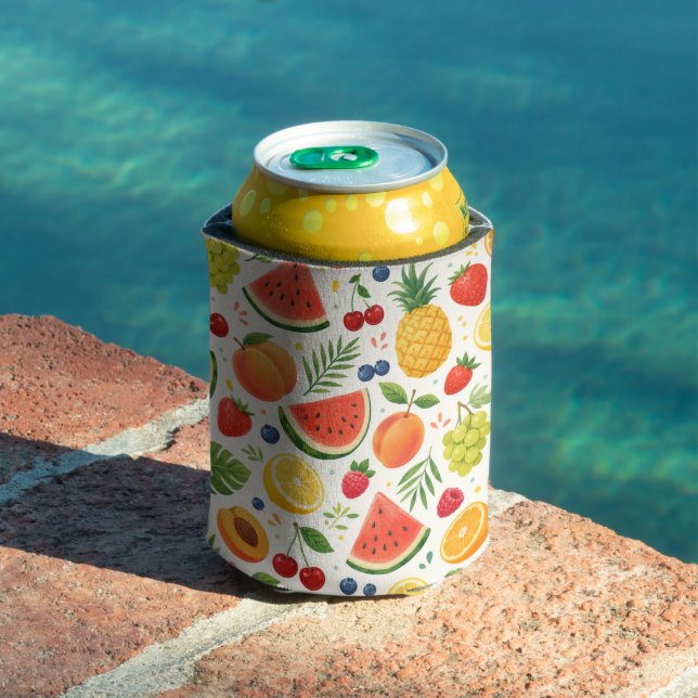 Summer Fruit Pattern Fabric | Tropical Watermelon  Can Cooler (In Situ Pool)