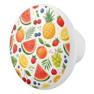 Summer Fruit Pattern Fabric Tropical Watermelon Ceramic Knob