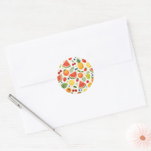 Summer Fruit Pattern Fabric Tropical Watermelon Classic Round Sticker