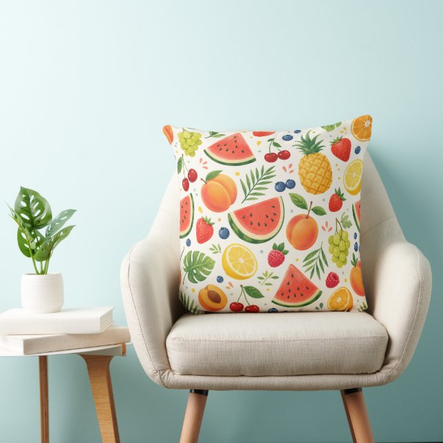 Summer Fruit Pattern Fabric | Tropical Watermelon  Cushion (Chair)