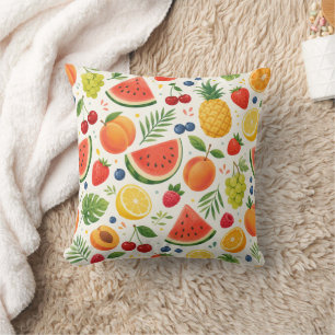 Summer Fruit Pattern Fabric Tropical Watermelon Cushion