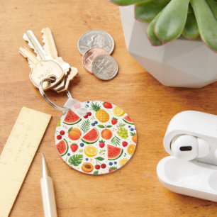 Summer Fruit Pattern Fabric Tropical Watermelon Key Ring