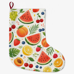 Summer Fruit Pattern Fabric   Tropical Watermelon  Large Christmas Stocking