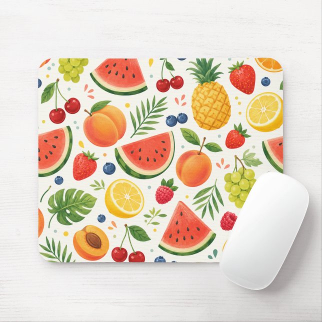 Summer Fruit Pattern Fabric | Tropical Watermelon  Mouse Mat (With Mouse)