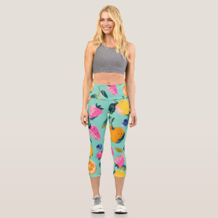 Summer Fruit Pattern Kitchen Wall Decor Capri Leggings