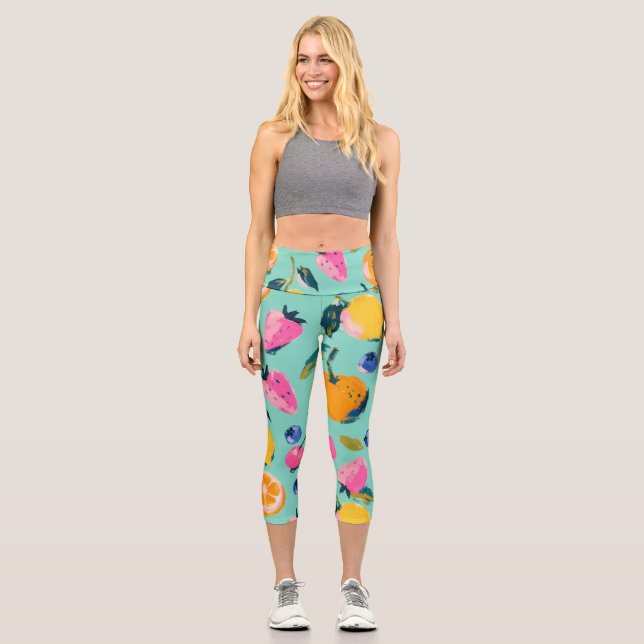Summer Fruit Pattern Kitchen Wall Decor Capri Leggings (Front)