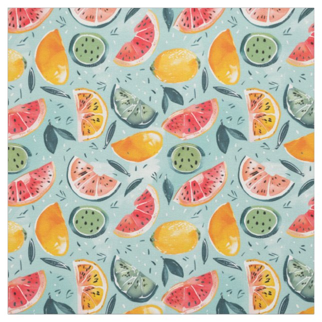 Summer Fruit Pattern | Seamless Watermelon & Citru Fabric (Swatch)