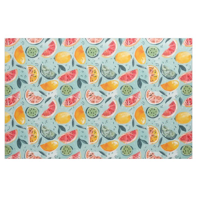 Summer Fruit Pattern | Seamless Watermelon & Citru Fabric (Yard)