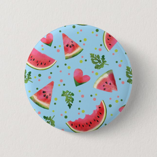 Summer Fruit Pattern Watermelon red green tropical 6 Cm Round Badge (Front)