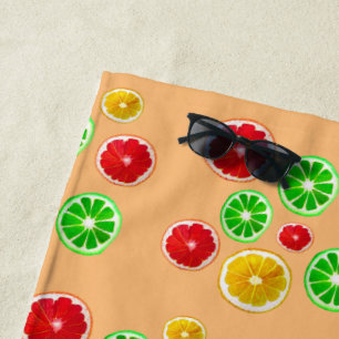 Summer fruit slice lemon lime beach towel