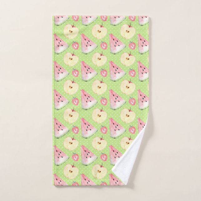 Summer Fruit Slices Green Hand Towel (Hand Towel)