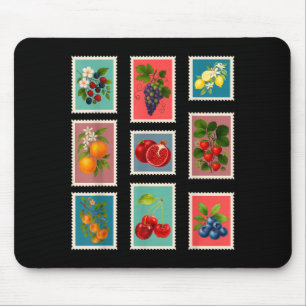 Summer Fruit Stamp Vintage Fruit Postage Stamp Mouse Mat