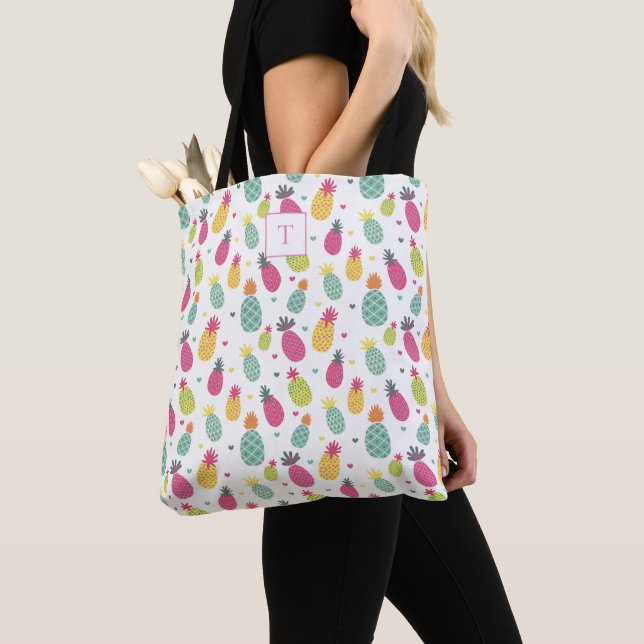 Summer Fruit Tropical Pineapple Tote Bag (Close Up)