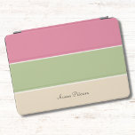 Summer Fruit Vibe Colour Script  iPad Air Cover<br><div class="desc">This Summer Fruit Vibe horizontal stripe iPad Air Cover features a simple colour block design with shades of pink, light green, and cream for a minimalist elegance look. You can personalise your name with the calligraphy script. This simple pastel theme palette colour is for all simple and modern design lovers....</div>