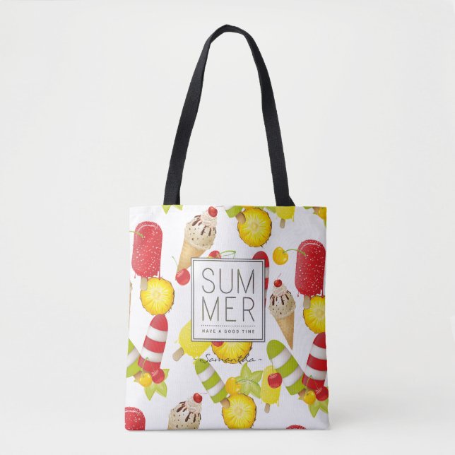 Summer Fruits and Ice-Cream Fun Tote Bag (Front)