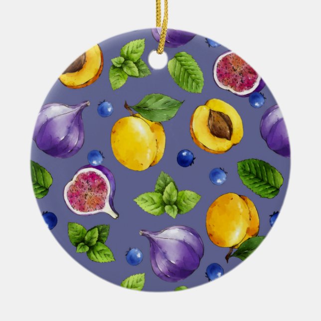 Summer Fruits Ceramic Tree Decoration (Front)