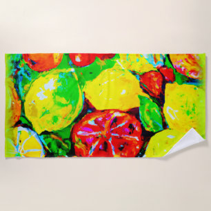 "Summer Fruits" Cute Art. Buy Now Beach Towel