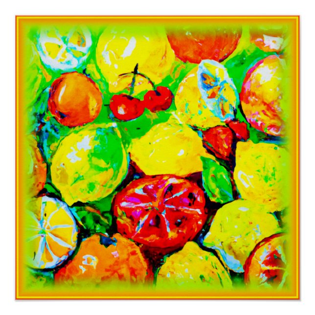  "Summer Fruits" Cute Art. Buy Now  Poster (Front)