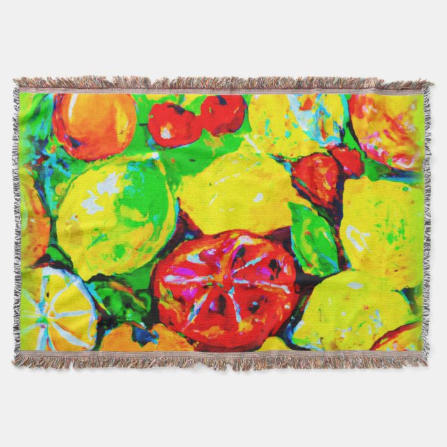  "Summer Fruits" Cute Art. Buy Now  Throw Blanket (Front)