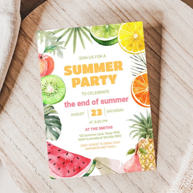 Summer Fruits End of Summer Party Invitation (End of Summer Party Invitation)