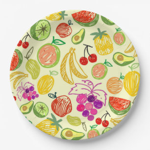 Summer fruits paper plate