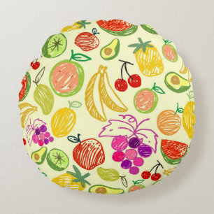 Summer fruits round cushion