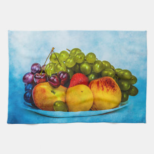 Summer fruits tea towel