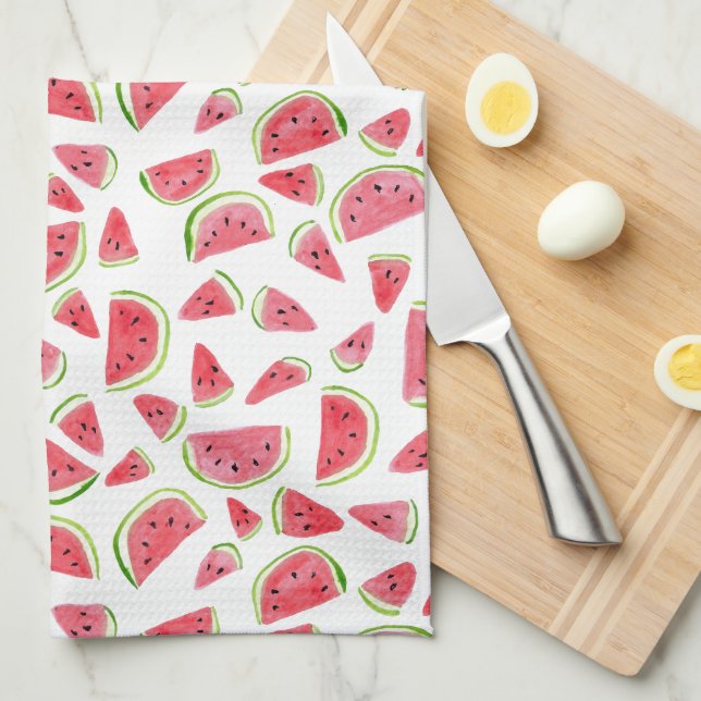 Summer Fruity Fun Watermelons Watercolor Colourful Tea Towel (Quarter Fold)