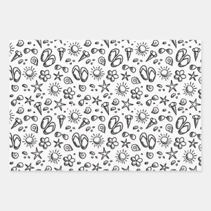 Summer Fun B&W Wrapping Paper Sheet