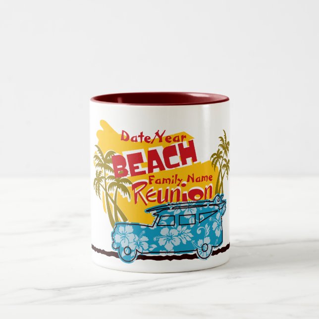 Summer Fun Beach Family Reunion Customisable Mug (Center)