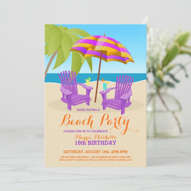 Summer Fun Beach Party Invitations (Standing Front)
