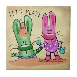 Summer Fun-Bunnies at Beach Tile