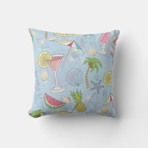 Summer Fun, Cocktail Seamless Pattern. Cushion