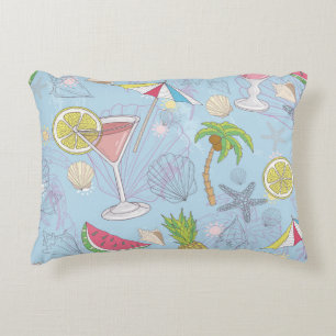 Summer Fun, Cocktail Seamless Pattern. Decorative Cushion