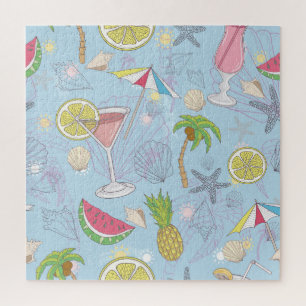 Summer Fun, Cocktail Seamless Pattern. Jigsaw Puzzle