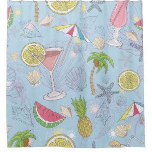 Summer Fun, Cocktail Seamless Pattern. Shower Curtain