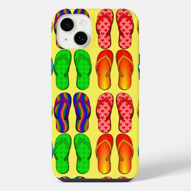 Summer Fun, Colourful Flip-Flops iPhone Case (Back)