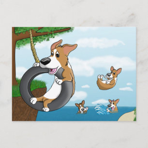 Summer Fun Corgi Postcard